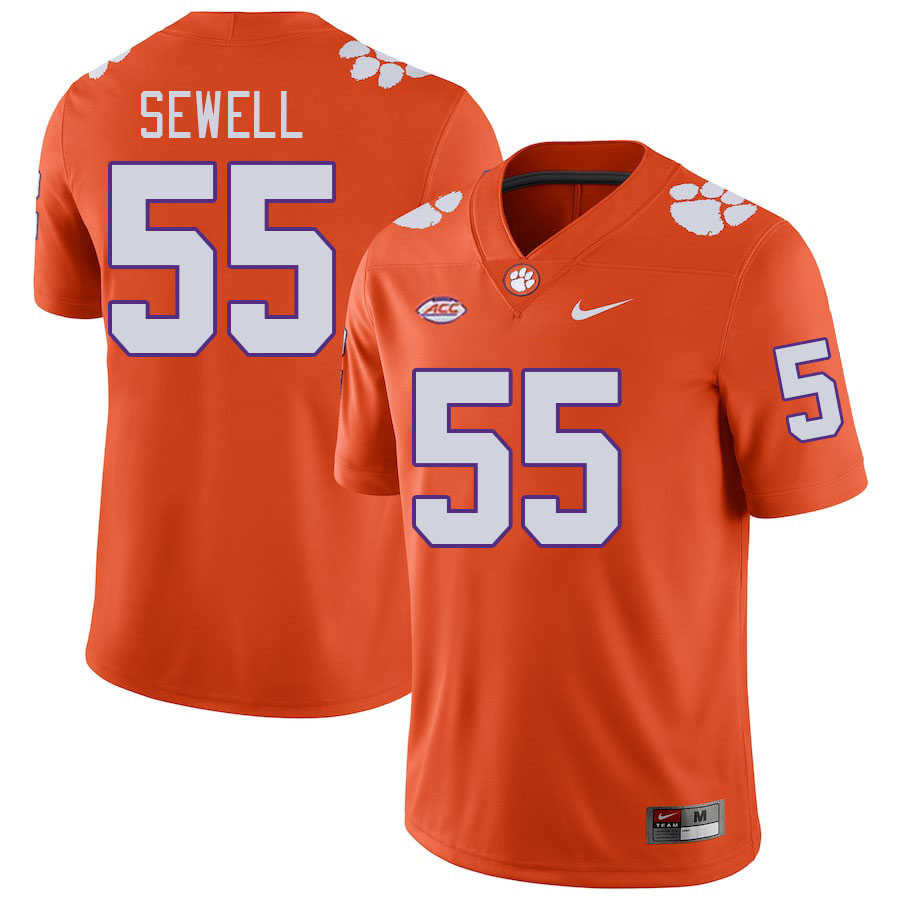Men #55 Harris Sewell Clemson Tigers College Football Jerseys Stitched-Orange